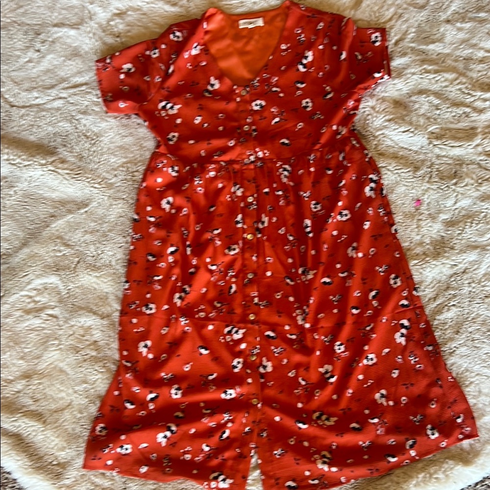 Roolee Red Floral Midi Dress